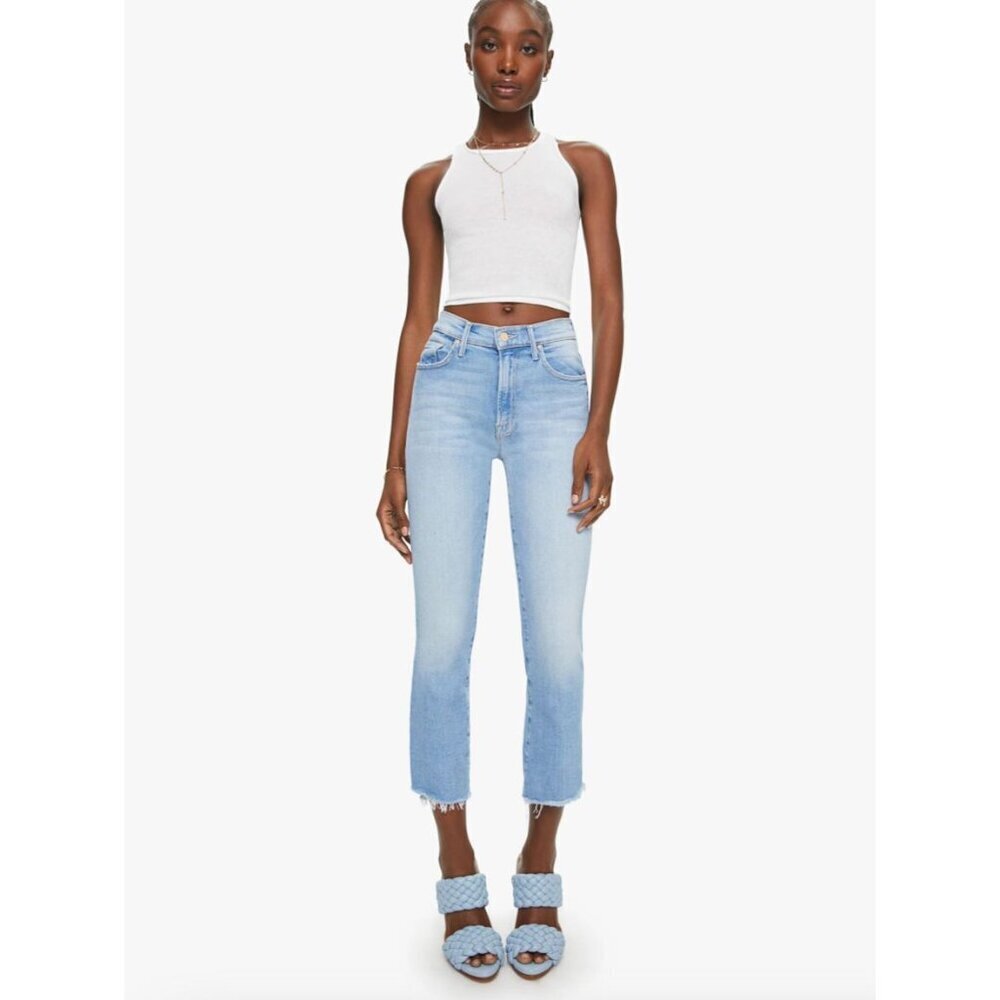 MOTHER The Insider Crop Step Fray in Limited Edition Light Wash Size 26